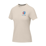 Maglietta da donna a maniche corte in cotone 160g/m2 Elevate Life color sabbia vista con stampa serigrafica