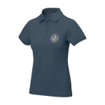 Polo da donna a maniche corte in piqué 200 g/m2 Elevate Life color azzurro ciano vista con stampa serigrafica