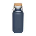 Borraccia in acciaio inox a parete singola con tappo in bambù 550ml color azzurro ciano
