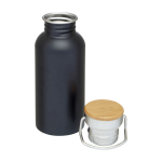 Borraccia in acciaio inox a parete singola con tappo in bambù 550ml seconda vista