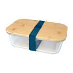 Lunch box in vetro con coperchio in bambù e sigillo in silicone 1l color azzurro ciano
