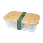 Lunch box in vetro con coperchio in bambù e sigillo in silicone 1l color verde pastello