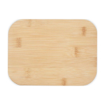 Lunch box in vetro con coperchio in bambù e sigillo in silicone 1l color rosa salmone seconda vista frontale