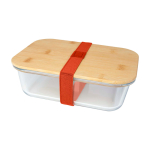 Lunch box in vetro con coperchio in bambù e sigillo in silicone 1l color rosa salmone