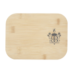 Lunch box in vetro con coperchio in bambù e sigillo in silicone 1l vista con stampa tampografica