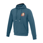 Felpa unisex in maglia con cappuccio 300 g/m2 Elevate Life color azzurro ciano vista con stampa serigrafica