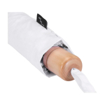 Ombrello manuale RPET 21” in poliestere pongee con manico in legno Ø99 color bianco vista dettaglio 1