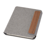 Portadocumenti ecologico con chiusura in legno di noce A5 a righe color grigio