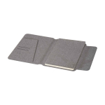 Portadocumenti ecologico con chiusura in legno di noce A5 a righe color grigio seconda vista