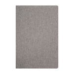 Portadocumenti ecologico con chiusura in legno di noce A5 a righe color grigio terza vista frontale