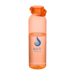 Borraccia in plastica riciclata con manico in silicone sul tappo 630ml color arancione vista con stampa tampografica