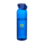 Borraccia in plastica riciclata con manico in silicone sul tappo 630ml color blu reale vista con stampa tampografica
