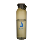Borraccia in plastica riciclata con manico in silicone sul tappo 630ml color verde scuro vista con stampa tampografica