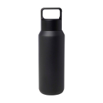 Borraccia in acciaio inox riciclato adatta a bevande gassate 600ml color nero seconda vista frontale