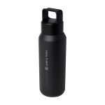 Borraccia in acciaio inox riciclato adatta a bevande gassate 600ml color nero vista con logo stampato 2