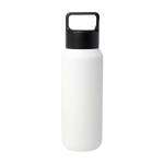 Borraccia in acciaio inox riciclato adatta a bevande gassate 600ml color bianco seconda vista frontale