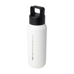 Borraccia in acciaio inox riciclato adatta a bevande gassate 600ml color bianco vista con logo stampato 2