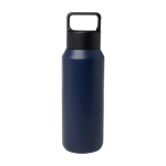 Borraccia in acciaio inox riciclato adatta a bevande gassate 600ml color blu mare seconda vista frontale