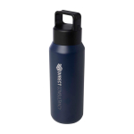 Borraccia in acciaio inox riciclato adatta a bevande gassate 600ml color blu mare vista con logo stampato 2