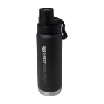 Borraccia ecologica a doppia parete con tappo a vite antigoccia 700ml color nero vista con logo stampato 2