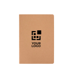Quaderno in carta kraft con rilegatura visibile A5 vista area di stampa
