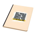 Taccuino con copertina morbida in canna da zucchero e RPET A5 a righe color nero vista con stampa serigrafica