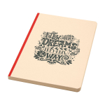 Taccuino con copertina morbida in canna da zucchero e RPET A5 a righe color rosa salmone vista con stampa serigrafica