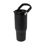 Tazza take away in acciaio inox riciclato con coperchio 900ml color nero terza vista frontale