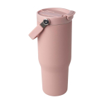 Tazza take away in acciaio inox riciclato con coperchio 900ml color rosa pastello