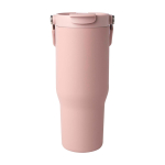 Tazza take away in acciaio inox riciclato con coperchio 900ml color rosa pastello seconda vista posteriore