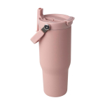 Tazza take away in acciaio inox riciclato con coperchio 900ml color rosa pastello seconda vista