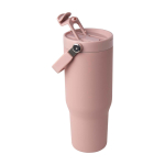Tazza take away in acciaio inox riciclato con coperchio 900ml color rosa pastello terza vista