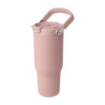 Tazza take away in acciaio inox riciclato con coperchio 900ml color rosa pastello terza vista frontale