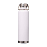 Borraccia in acciaio inox riciclato a doppia parete tappo a vite 650ml color bianco seconda vista frontale
