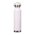 Borraccia in acciaio inox riciclato a doppia parete tappo a vite 650ml color bianco terza vista frontale