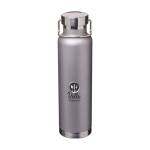 Borraccia in acciaio inox riciclato a doppia parete tappo a vite 650ml color grigio vista con stampa tampografica