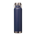Borraccia in acciaio inox riciclato a doppia parete tappo a vite 650ml color blu mare seconda vista frontale