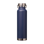 Borraccia in acciaio inox riciclato a doppia parete tappo a vite 650ml color blu mare seconda vista posteriore
