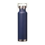 Borraccia in acciaio inox riciclato a doppia parete tappo a vite 650ml color blu mare terza vista frontale