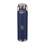 Borraccia in acciaio inox riciclato a doppia parete tappo a vite 650ml color blu mare vista con stampa tampografica