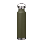 Borraccia in acciaio inox riciclato a doppia parete tappo a vite 650ml color verde scuro terza vista frontale