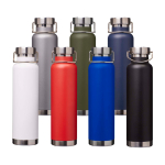 Borraccia in acciaio inox riciclato a doppia parete tappo a vite 650ml color verde scuro seconda vista in vari colori