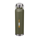 Borraccia in acciaio inox riciclato a doppia parete tappo a vite 650ml color verde scuro vista con stampa tampografica