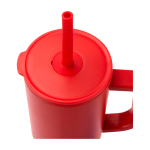 Tazza termica con cannuccia in silicone e coperchio antispruzzo 900ml color rosso vista dettaglio 1