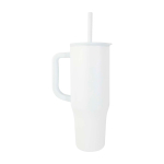 Tazza termica con cannuccia in silicone e coperchio antispruzzo 900ml color bianco seconda vista con laterale