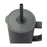 Tazza termica con cannuccia in silicone e coperchio antispruzzo 900ml color grigio vista dettaglio 1