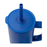 Tazza termica con cannuccia in silicone e coperchio antispruzzo 900ml color blu reale vista dettaglio 1