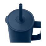 Tazza termica con cannuccia in silicone e coperchio antispruzzo 900ml color blu mare vista dettaglio 1