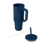 Tazza termica con cannuccia in silicone e coperchio antispruzzo 900ml color blu mare seconda vista