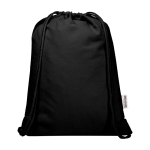 Zaino a sacca in cotone riciclato e RPET 5L 140 g/m2 color nero seconda vista frontale